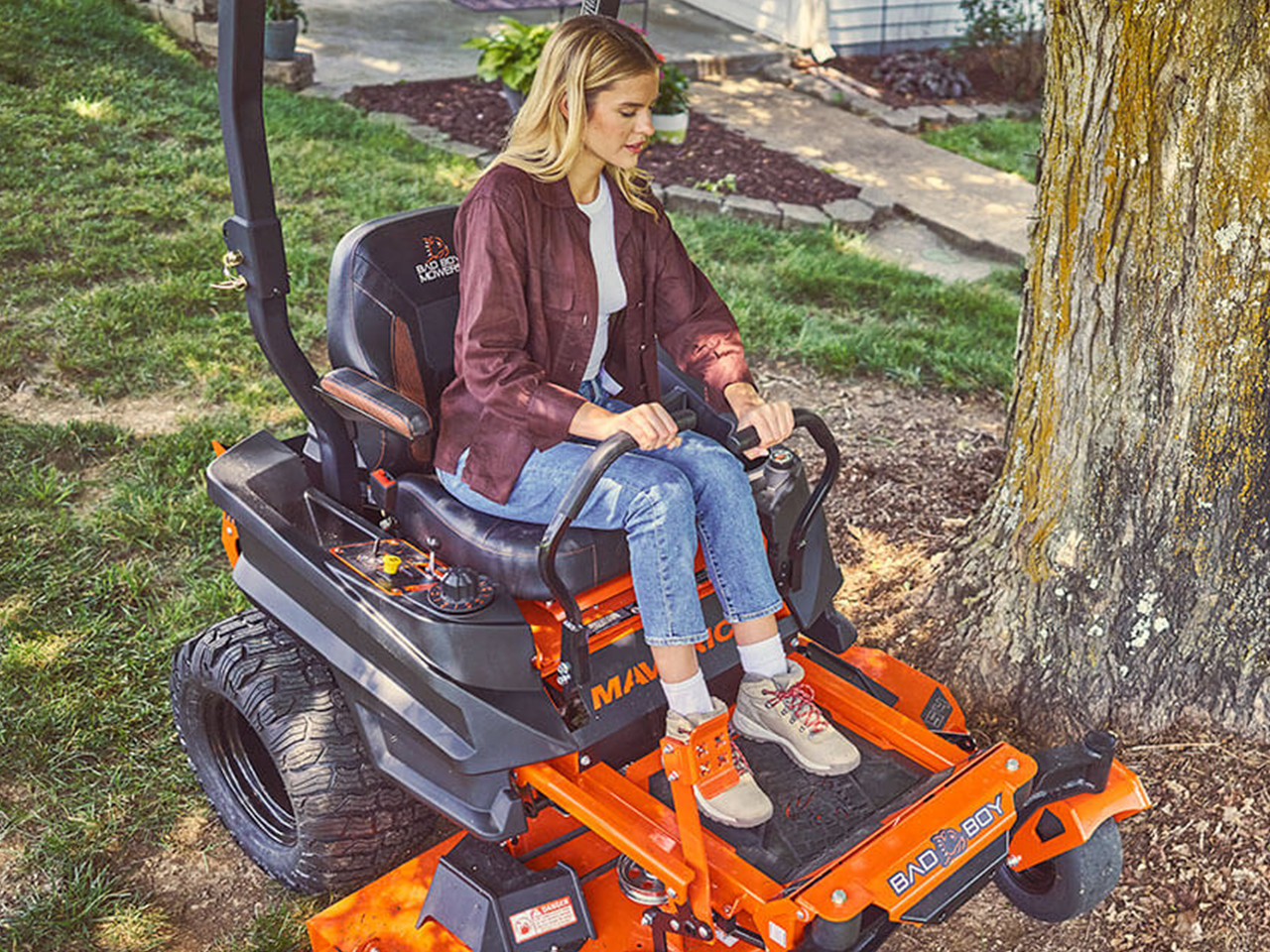 Bad Boy Maverick 54" Kawasaki 726cc 24HP FS730 Lawn Mower w/Side Discharge Bad Boy Trailer MAVKA24HP54