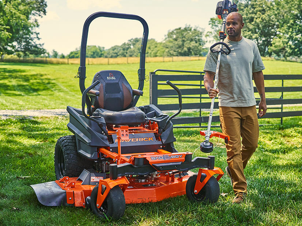 Bad Boy Maverick 54" Kawasaki 726cc 24HP FS730 Lawn Mower w/Side Discharge Bad Boy Trailer MAVKA24HP54
