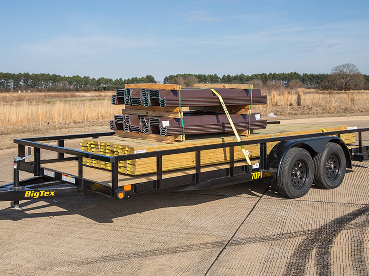 Big Tex 7 x 14 7K Tandem Axle Pipe Top Utility Trailer 70PI Big Tex Trailer 70PI-14XBK4RG2B