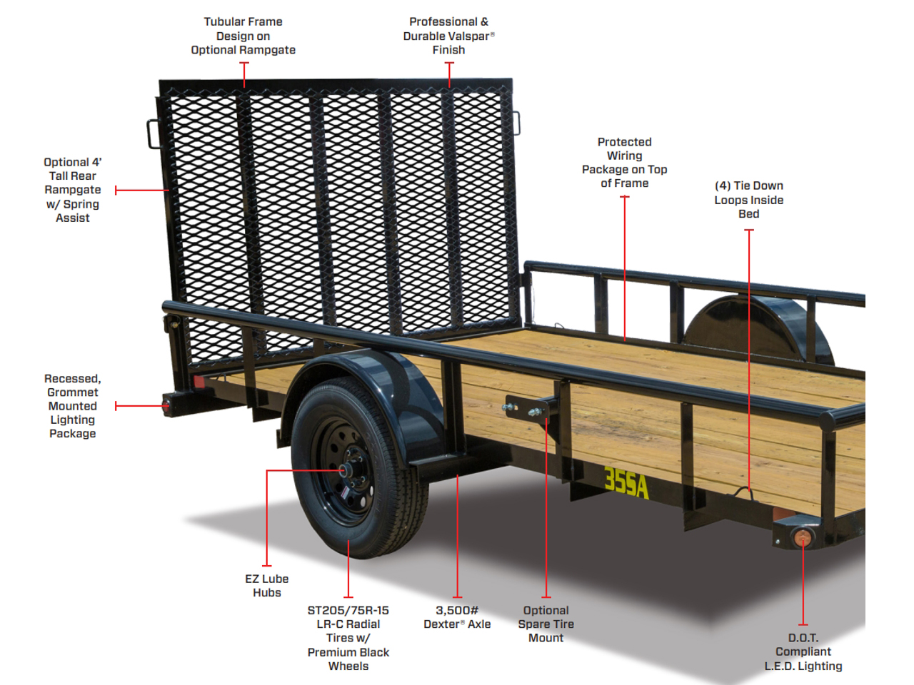 Big Tex 6.5 x 10  3K  Single Axle Utility Trailer 35SA Big Tex Trailer 35SA-10R1A-4PBK