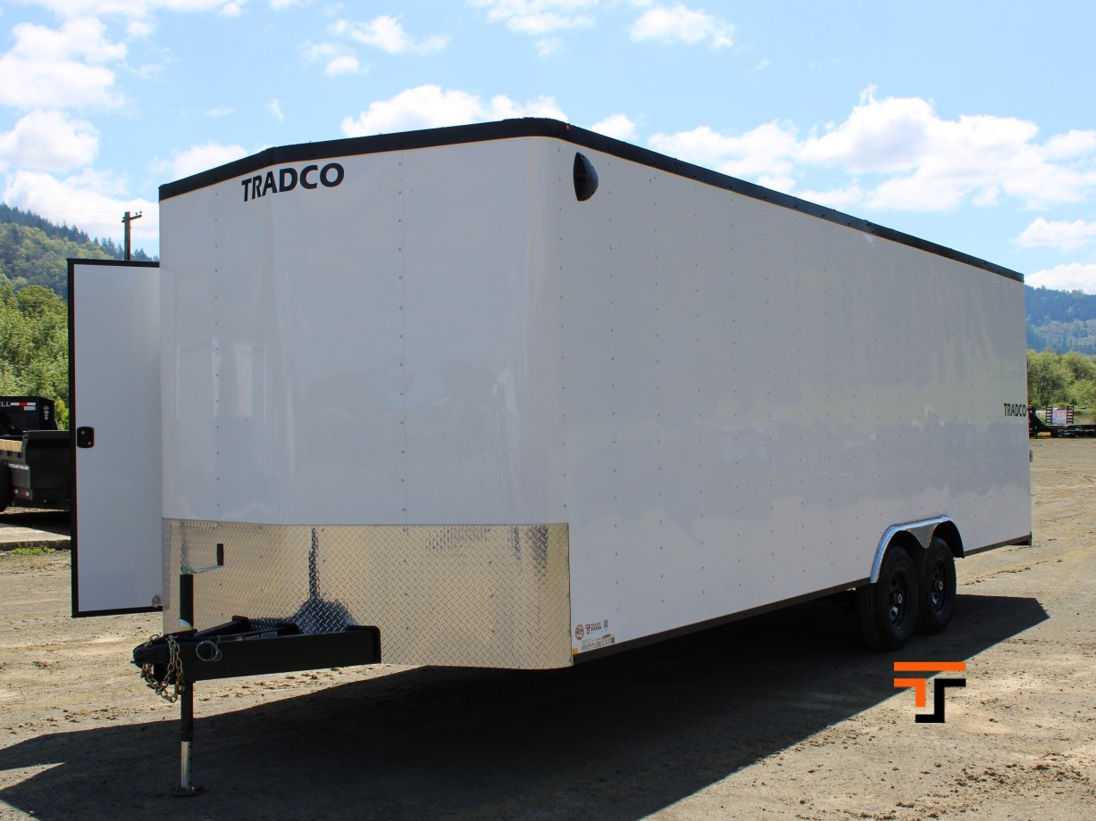 Criterion 8x24 Cargo Trailer - 10K, V-Nose, Flat Top, Beavertail, Ramp Door, Side Door - Tradco TradCo Criterion Trailer CT824D5EU-84-16-BR-VN