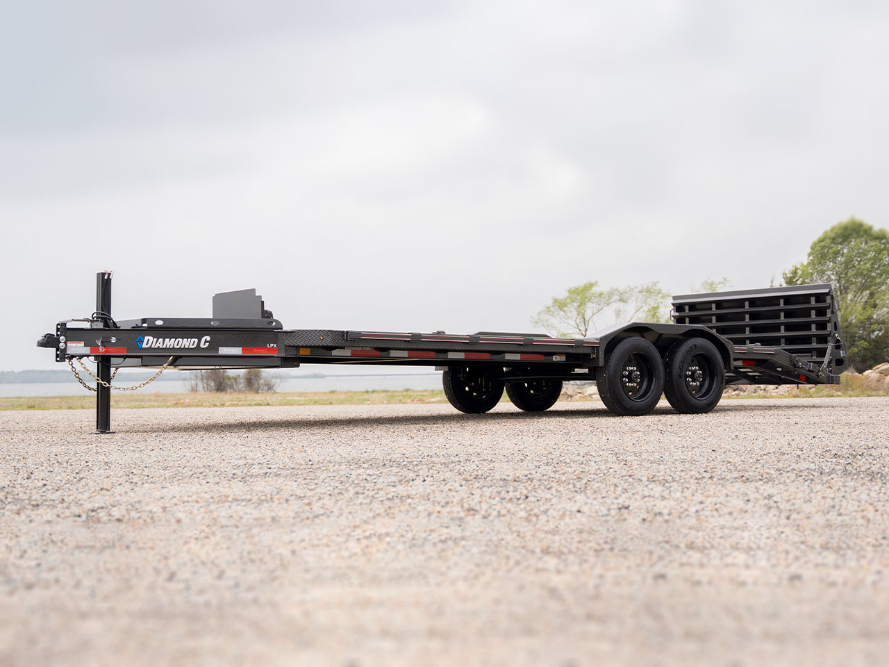 Diamond C 7 x 22 14K X-Ramps Equipment Trailer w/Side Step & Winch Mount LPX Diamond C Trailer LPX207-L22X82-D36XSSMW