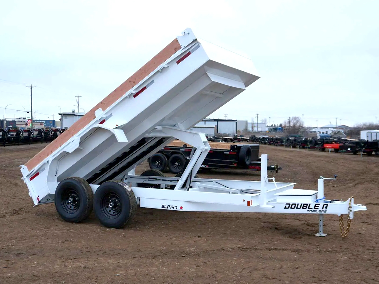 Double A 7x14 14K Low Profile Dump Trailer Excel Series 3-Way Spreader Gate Double A Trailer ELP147-14-SG3