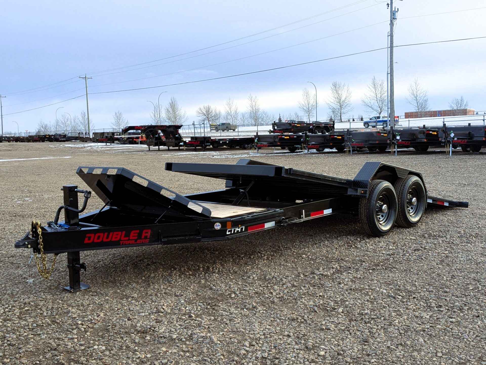 Double A 7x22 15.4K Power 16/6 Split Tilt Equipment Trailer Double A Trailer CT147-22
