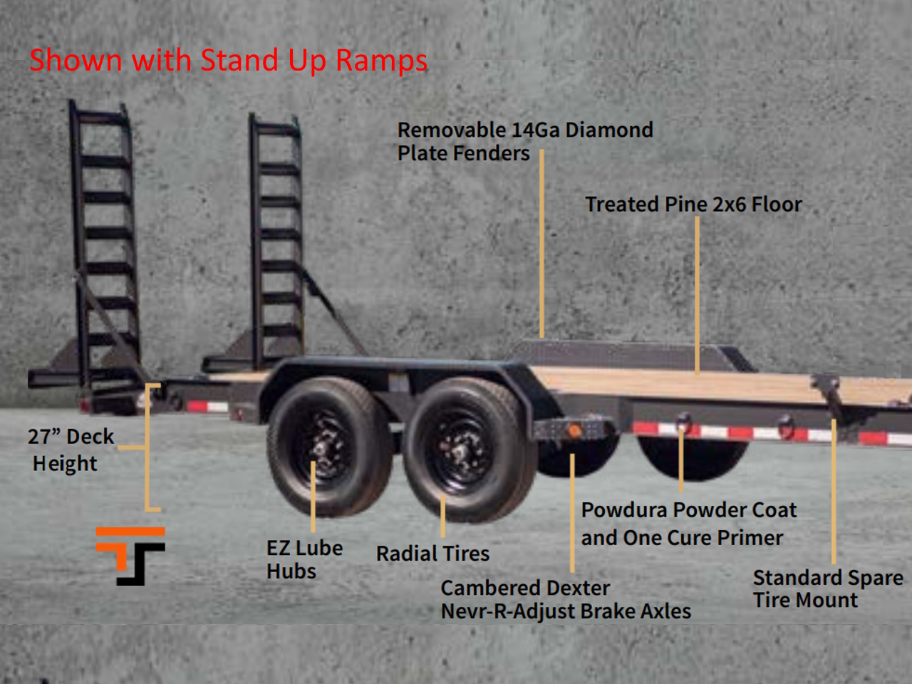 Iron Bull 7x22  14K  Equipment Trailer - 8" I-Beam - EWB - Rampage Ramps Iron Bull Trailer EWB8322072 D07