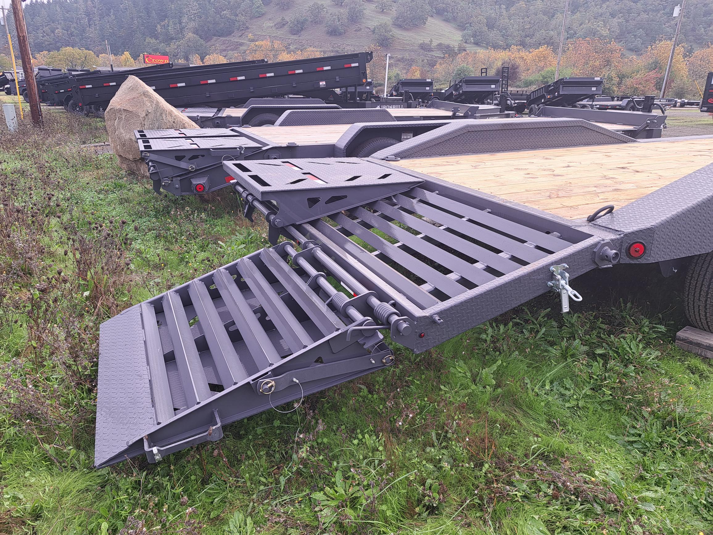 Iron Bull 8.5x20  14K Deckover Equipment Trailer - 8" I-Beam - EWB - Rampage Ramps Iron Bull Trailer EWB0220072 ES2 D05 GRY