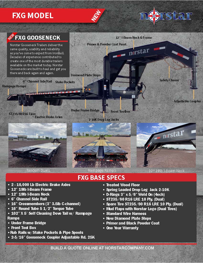 Iron Bull Norstar 8.5 x 28  22K Gooseneck Deckover Equipment Trailer Rampage Ramps - FXG Iron Bull Trailer FXG0228102