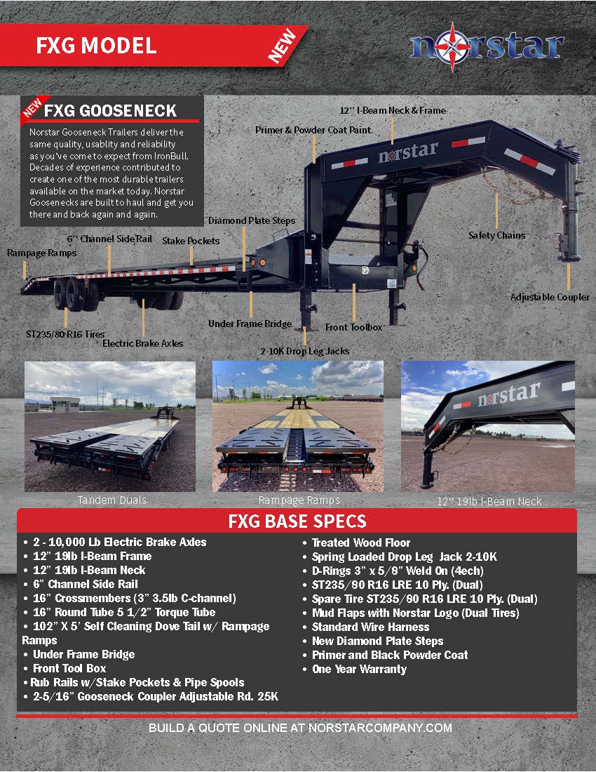 Iron Bull Norstar 8.5 x 30  22K Gooseneck Deckover Equipment Trailer Rampage Ramps - FXG Iron Bull Trailer FXG0230102