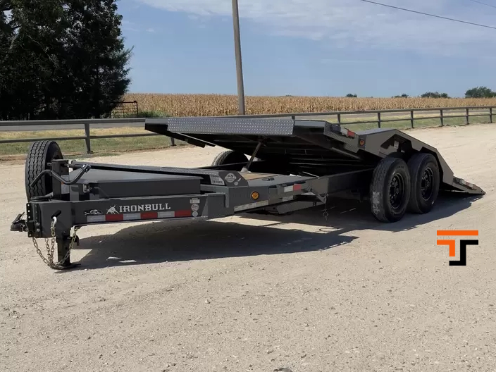 Iron Bull 8.5x20  14K I-Beam Deckover 16/4 Split Deck Tilt Equipment Trailer - 8" I-Beam - TWB Iron Bull Trailer TWB0220072