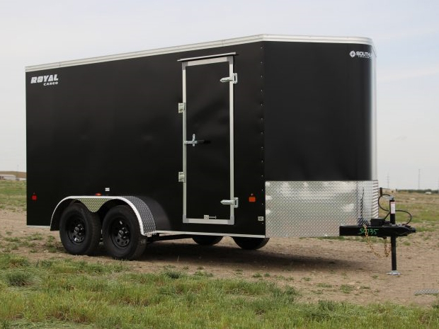 Southland 7 x 14 +2 V-Nose 7K Cargo Trailer w/Radius RV Man Door & Aluminum Wheels Southland Trailer LCHT35-716V-86 R RVD ALM