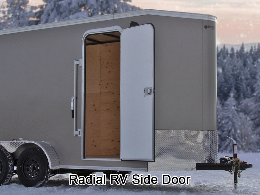 Southland 7 x 16 +2 V-Nose 7K Cargo Trailer with Rear Ramp Door and Aluminum Wheels Southland Trailer LCHT35-718V-86 R RVD ALM