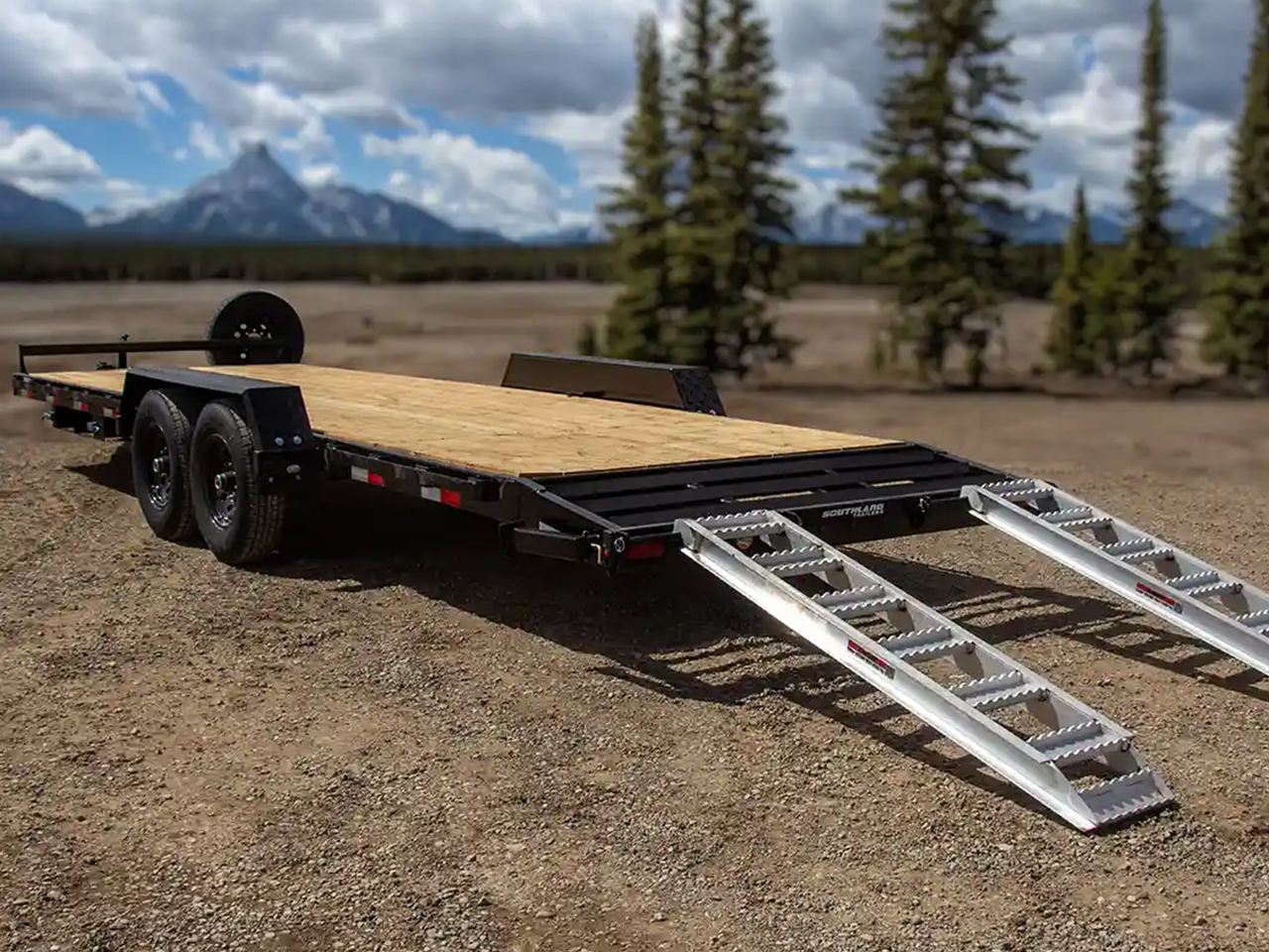 Southland 7 x 20 14K Straight Deck Equipment Trailer - Beavertail - Slide In Ramps Southland Trailer 96316 LBAT7-20 BT BLK SIR
