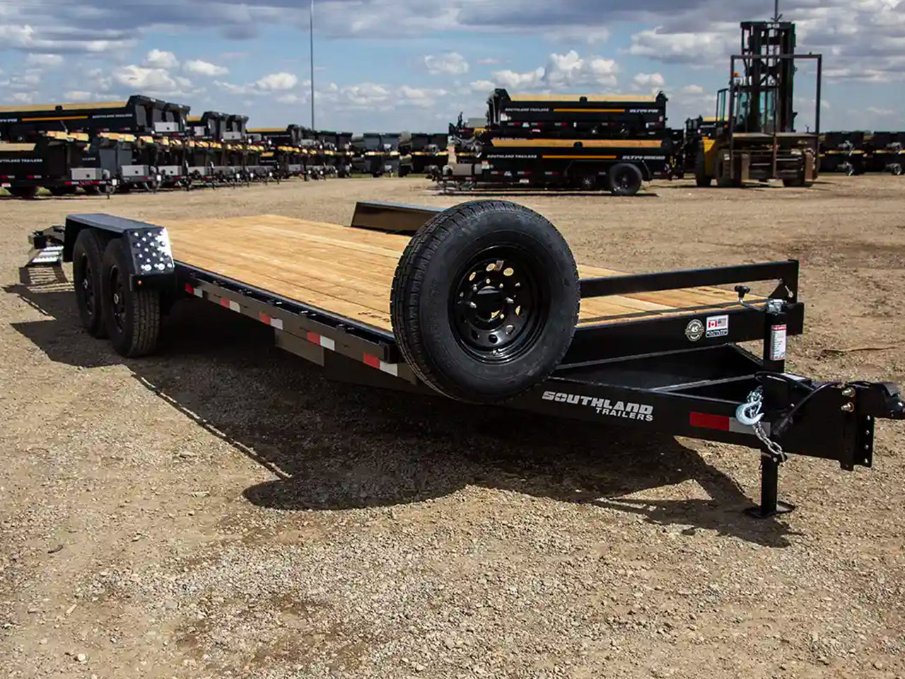Southland 7 x 20 14K Straight Deck Equipment Trailer - Beavertail - Slide In Ramps Southland Trailer 96316 LBAT7-20 BT BLK SIR