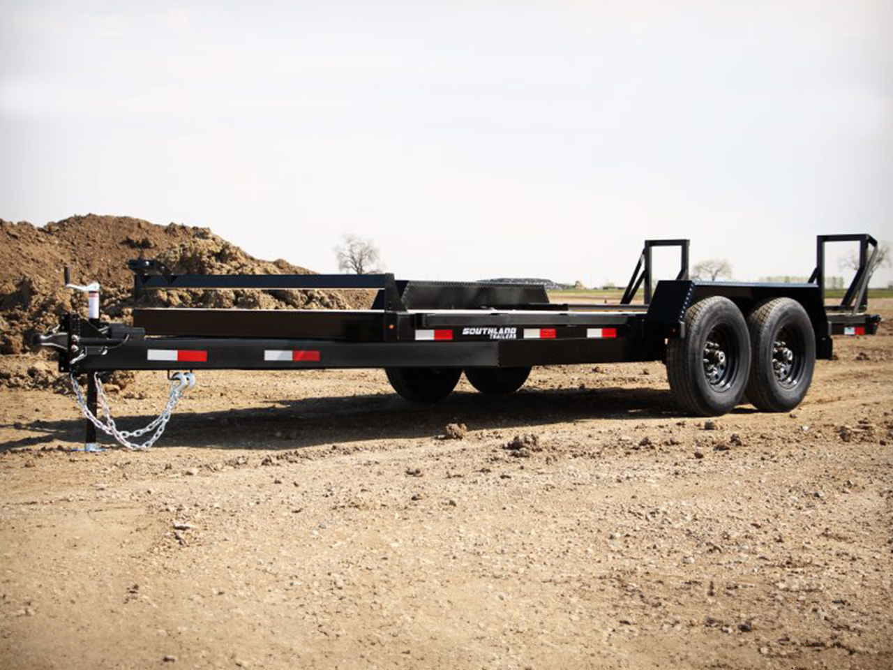 Southland 7 x 18 14K Straight Deck Equipment Trailer - Beavertail - Fold Up Ramps Southland Trailer 96723 LBAT7-18 BT BLK FUR