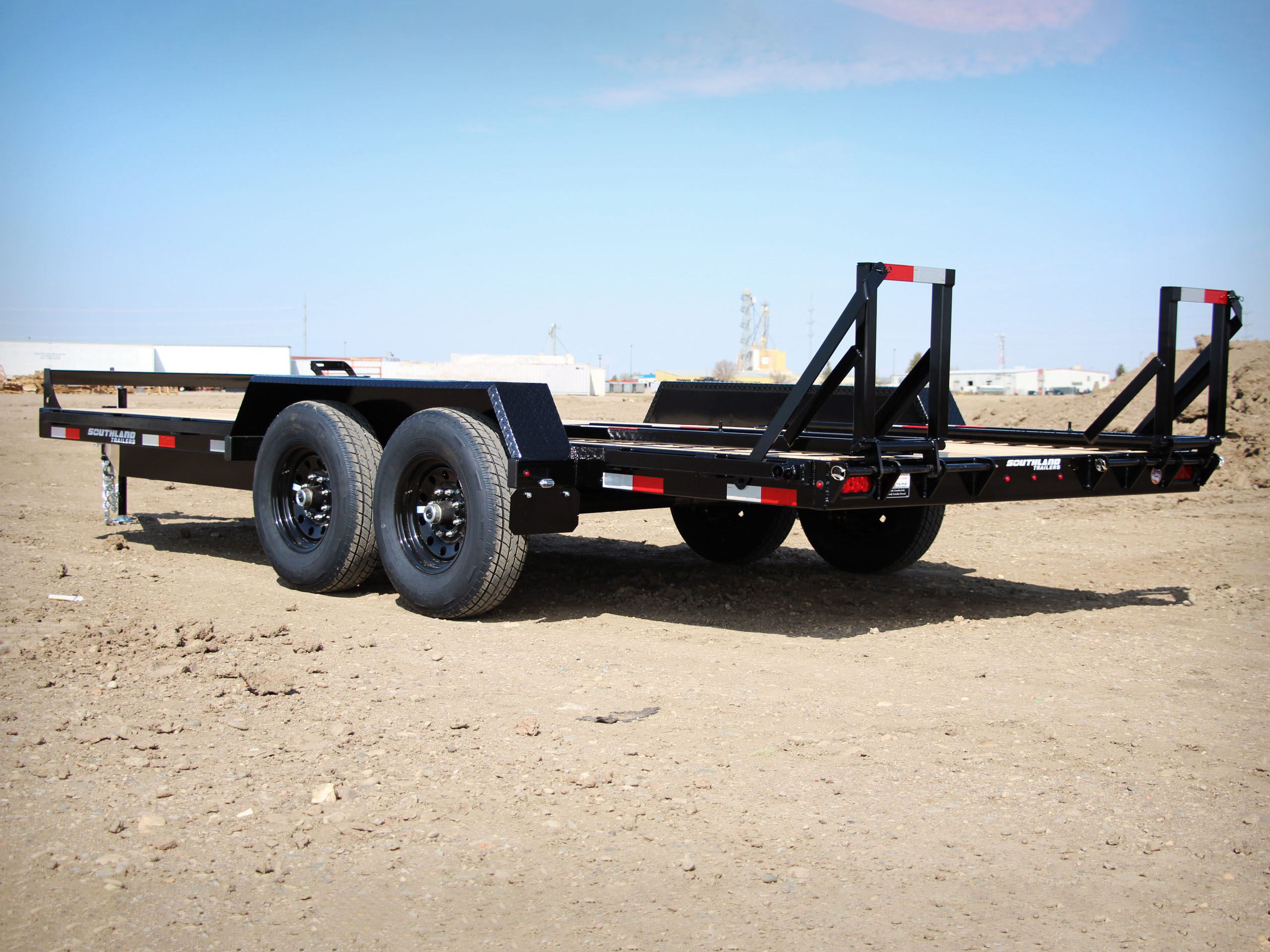 Southland 7 x 18 14K Straight Deck Equipment Trailer - Fold Up Ramps Southland Trailer 88302 LBAT7-18 BLK FUR